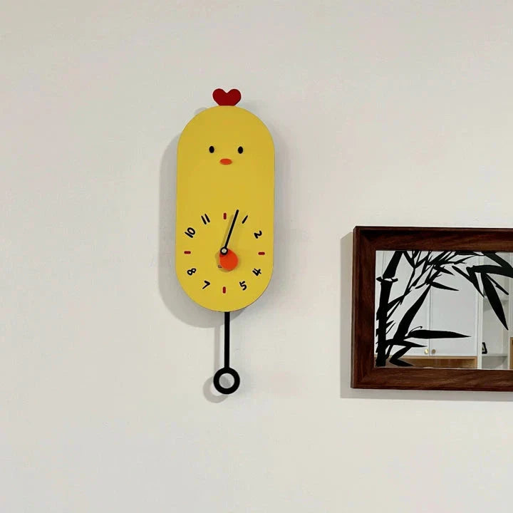 Cute Chicken Kids Room Silent Wall Clock