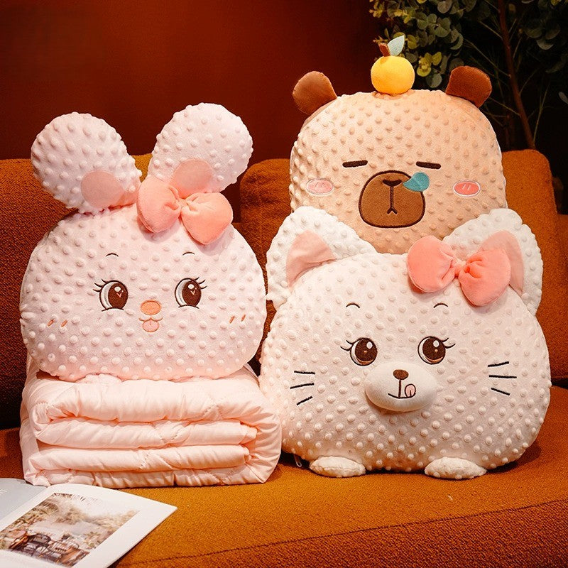 Cuddle Ready Cute Cartoon Pillow Blanket
