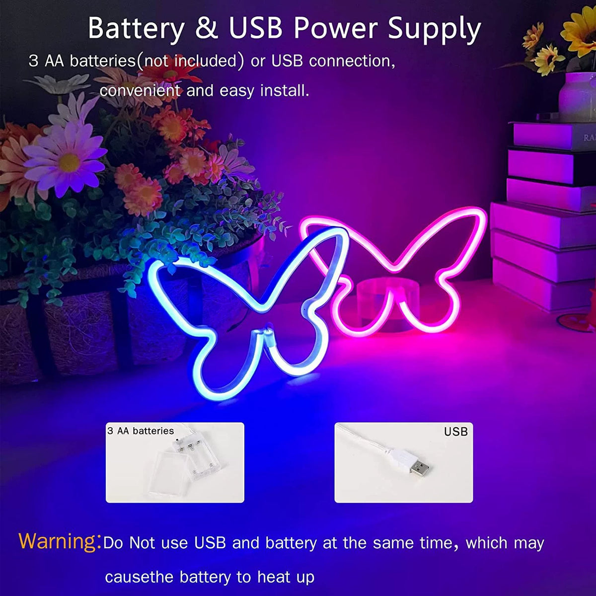 LED Butterfly Neon Wall Light