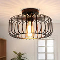Modern Industrial Birdcage Ceiling Lamp Black