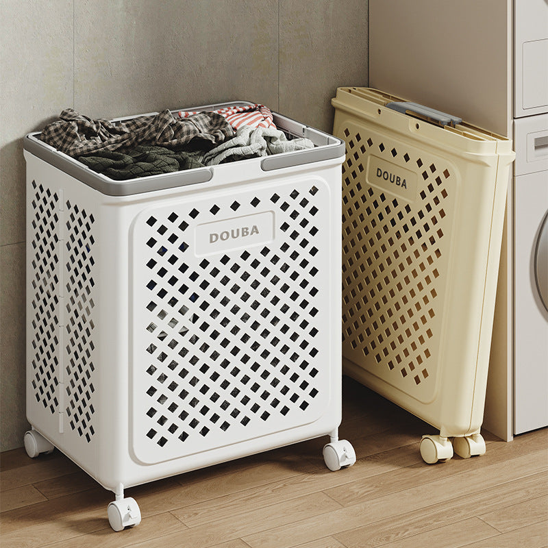 Collapsible laundry basket with wheels