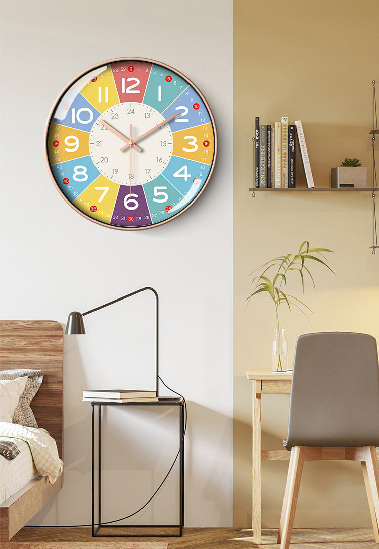 Color Time Silent Children's Clock – Soundless Wall Clock with Educational Design