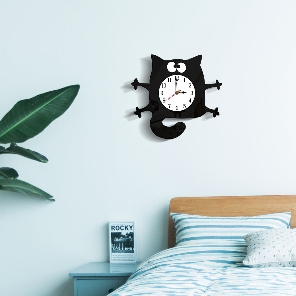 Silent Cat Wall Decoration Clock for Children's Room