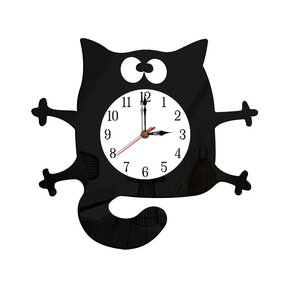 Silent Cat Wall Decoration Clock for Children's Room