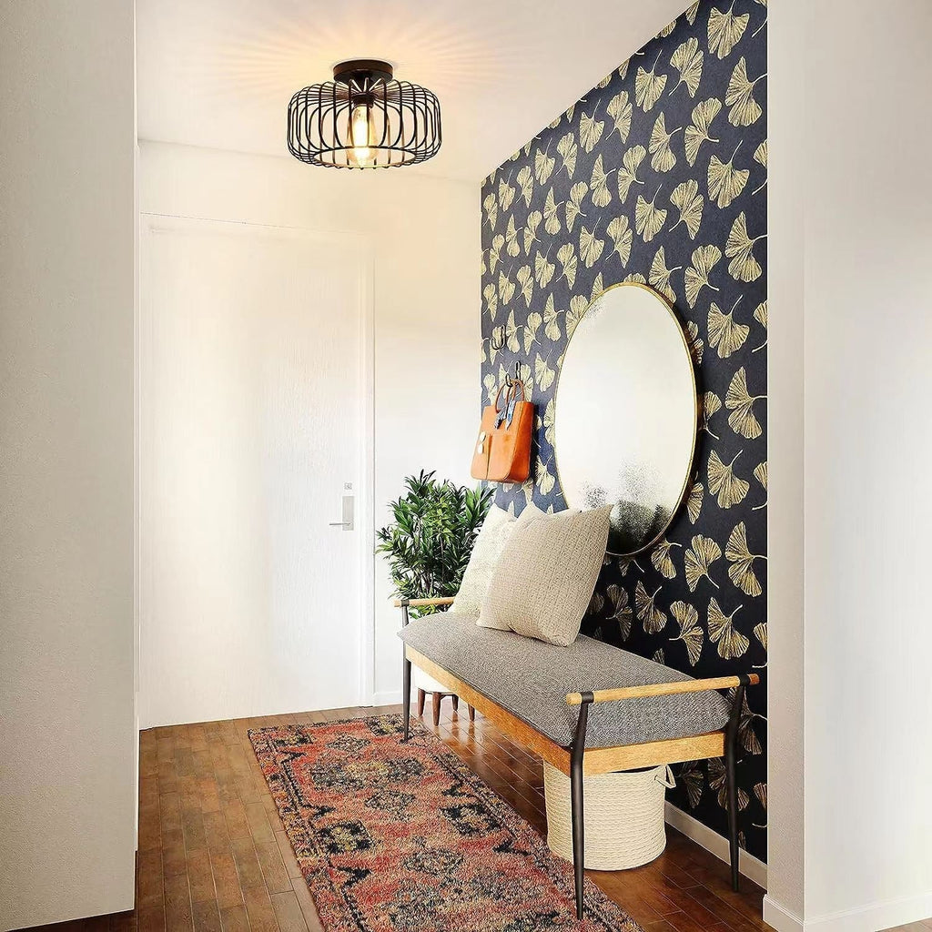 Modern Industrial Birdcage Ceiling Lamp Black