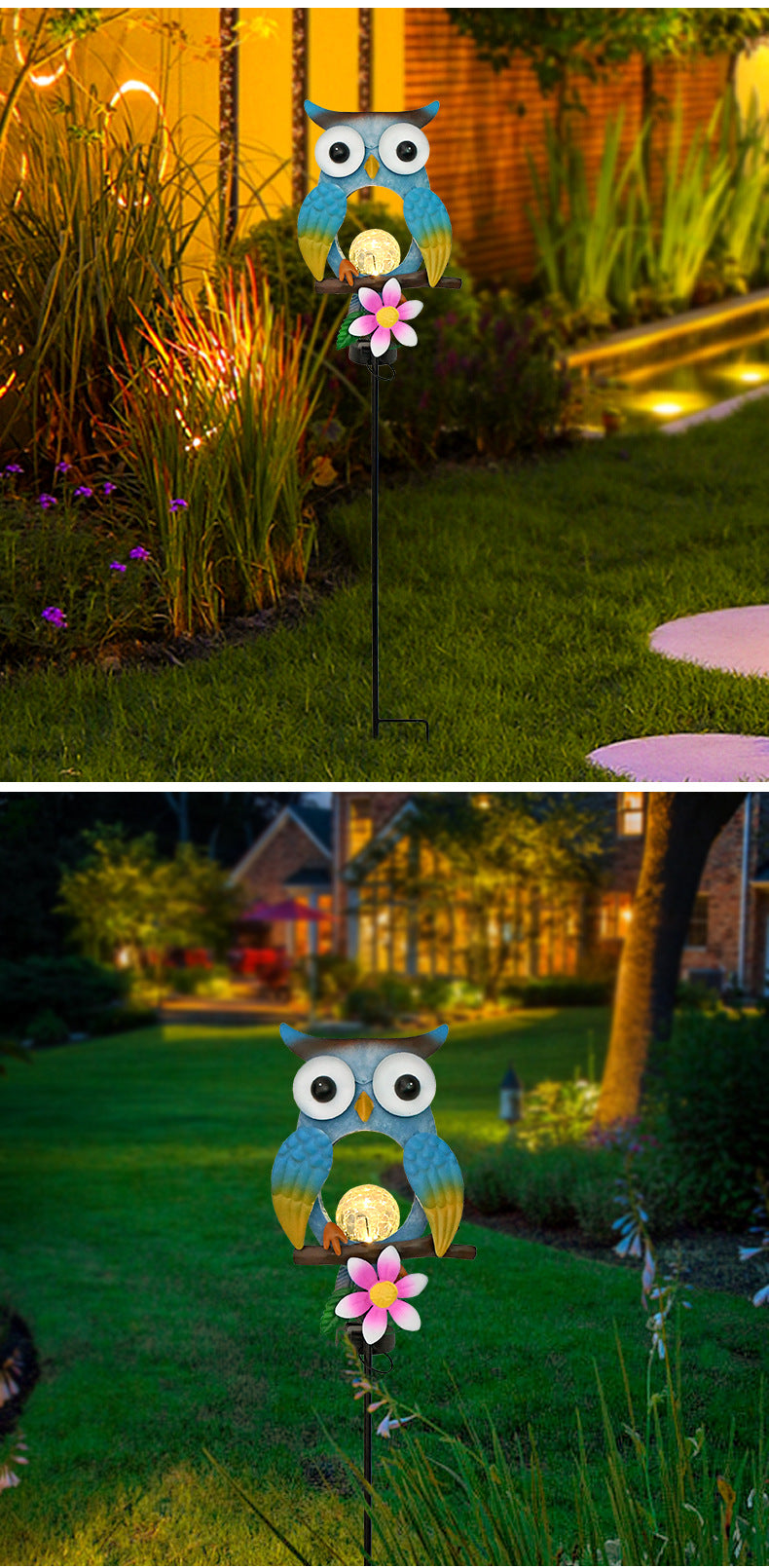 Solar Iron Owl Lawn Light, Outdoor Waterproof Garden Atmosphere Lamp