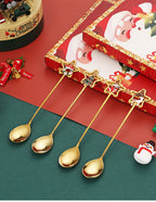 Stainless Steel Christmas Pendant Coffee Stirring Spoon Set