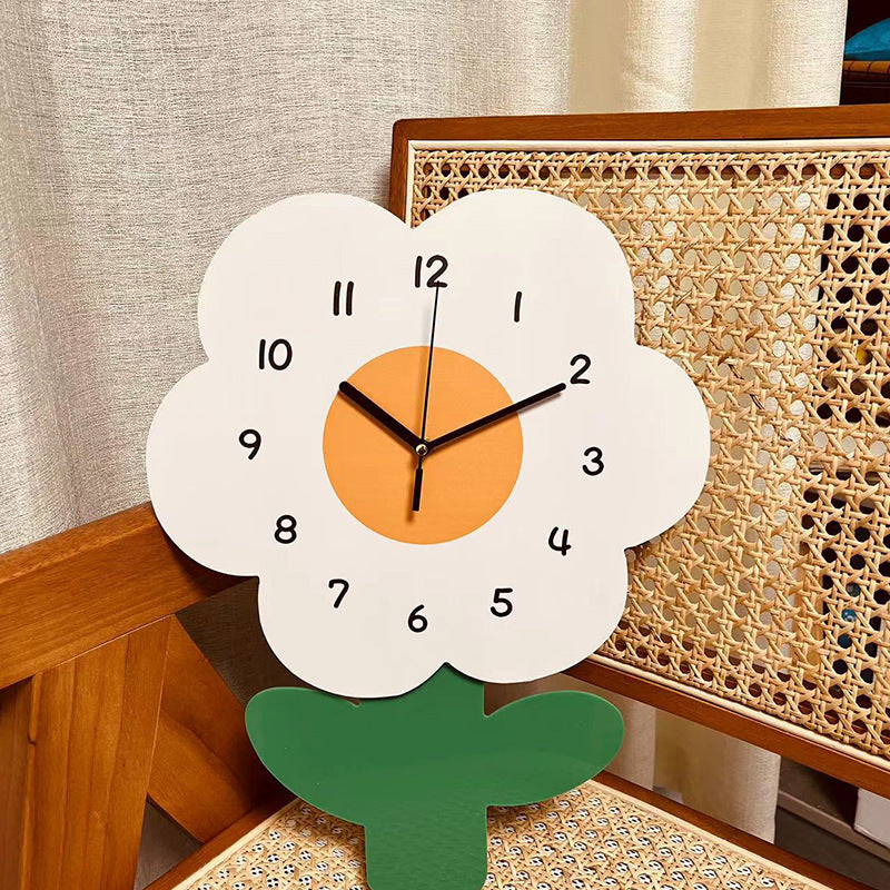 Flower Silent Wall Clock for Living Room 12 Inch