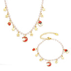Cute Christmas Shell Pearl Necklace Bracelet Set
