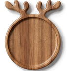 Christmas Deer Antler Acacia Wood Serving Tray
