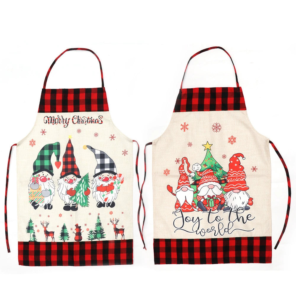 Colorful Burlap Faceless Gnome Christmas Apron