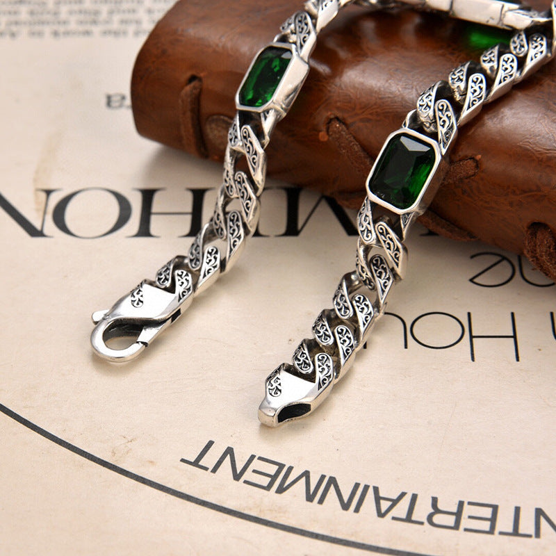 Totem Design Diamond Pattern Bracelet – Unisex Copper Chain with 9mm Width