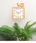 Wall-Corner-Two-Sided Wood-Analog-Clock