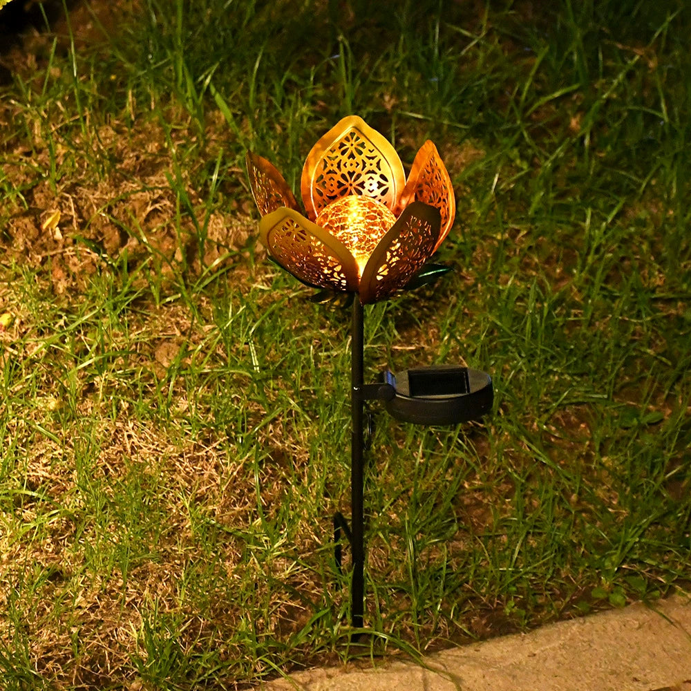 Solar Lawn Lamp, Glass Ball Lotus Lamp, Outdoor Waterproof Garden Atmosphere Light