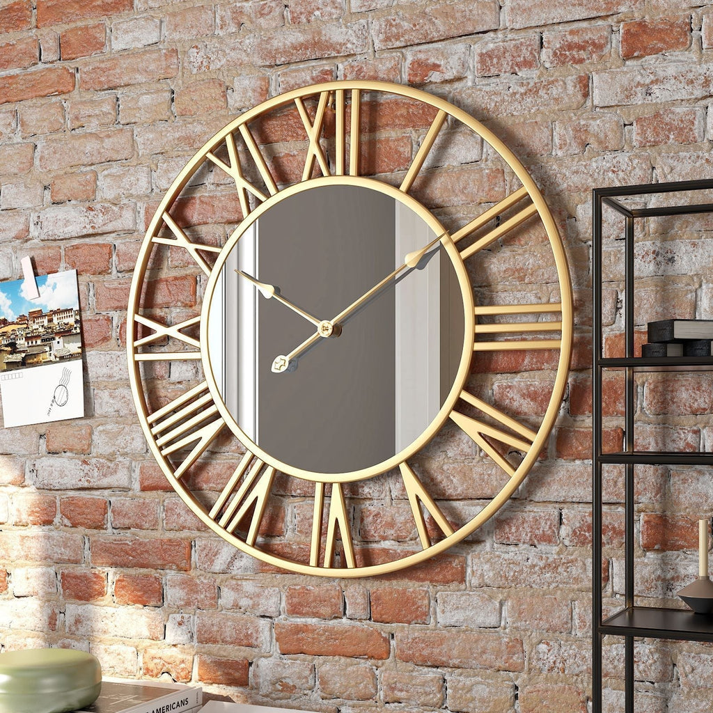 Metal Vintage Large Size Wall Clock with Mirror 39cm