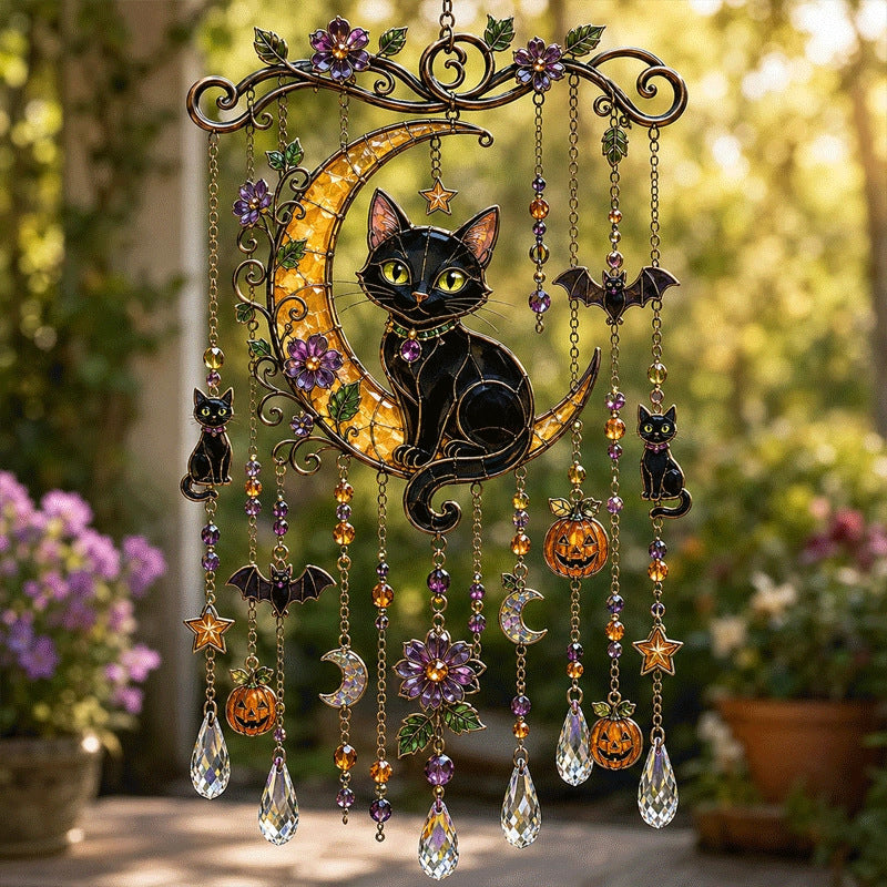 Halloween Crystal Wind Chime – Colorful Acrylic Hanging Garden Decoration