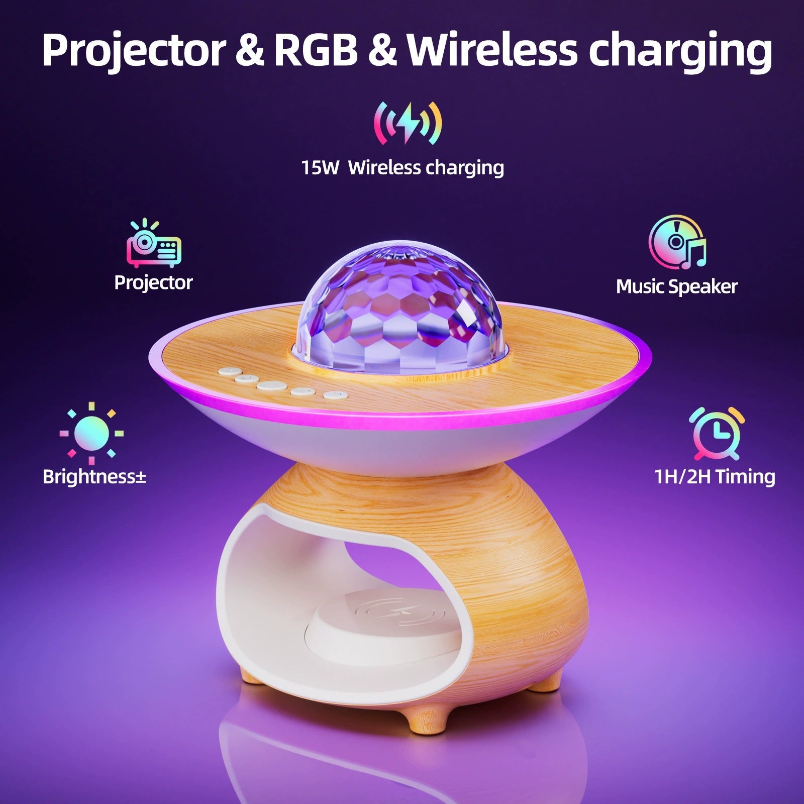Creative Wireless Charging Night Light Bedroom Desk Projection Lamp