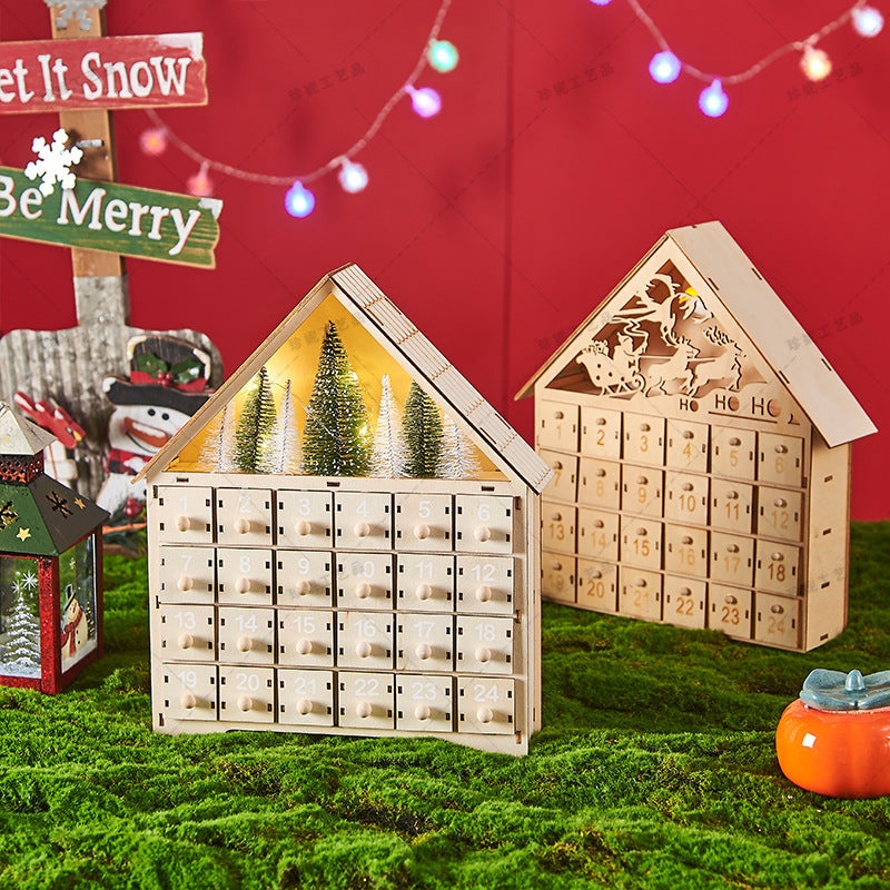 Wooden LED Light Up Christmas Advent Calendar