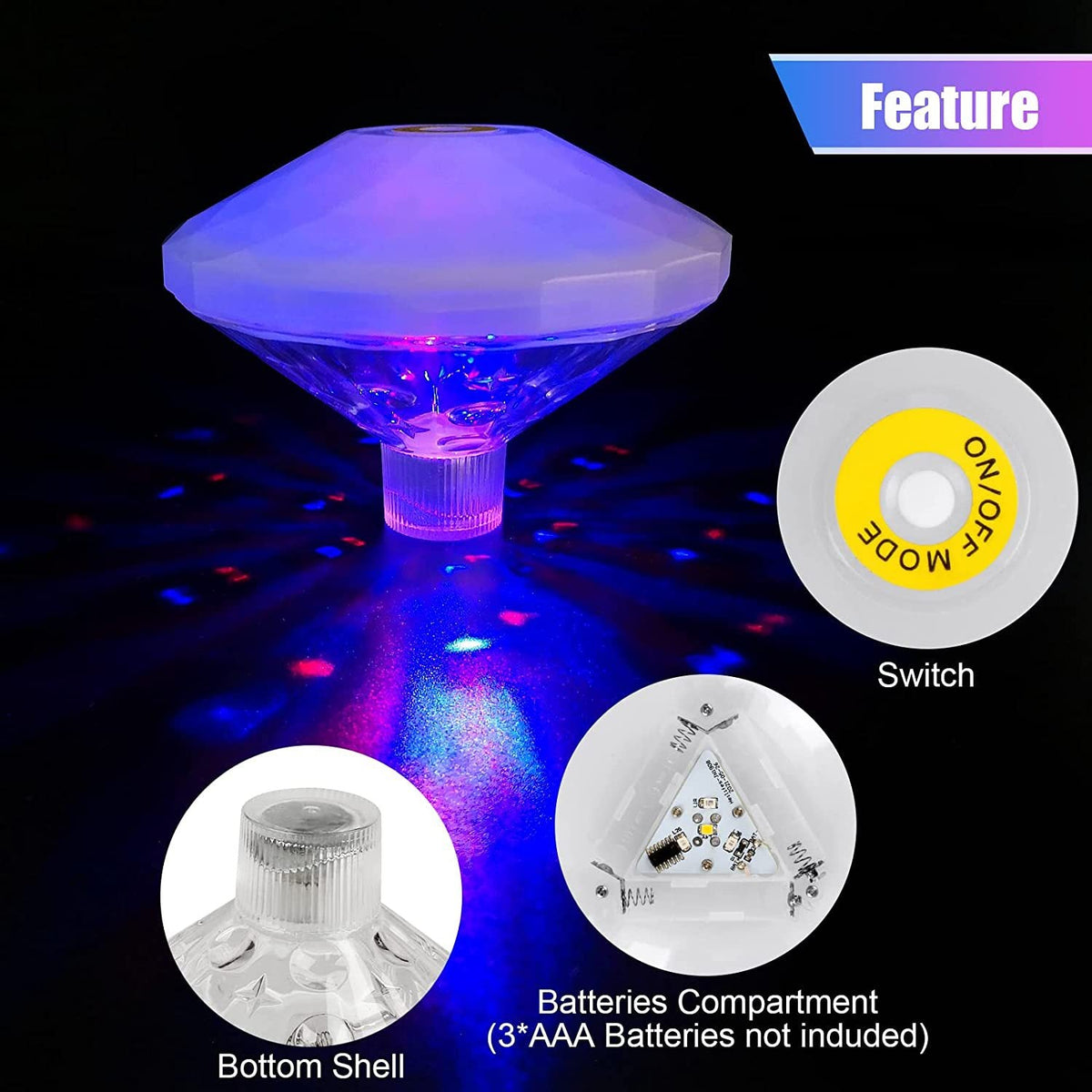 Outdoor LED Waterproof Diamond Pool Light Floating Decor