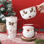 Large Relief Underglaze Santa Ceramic Mug