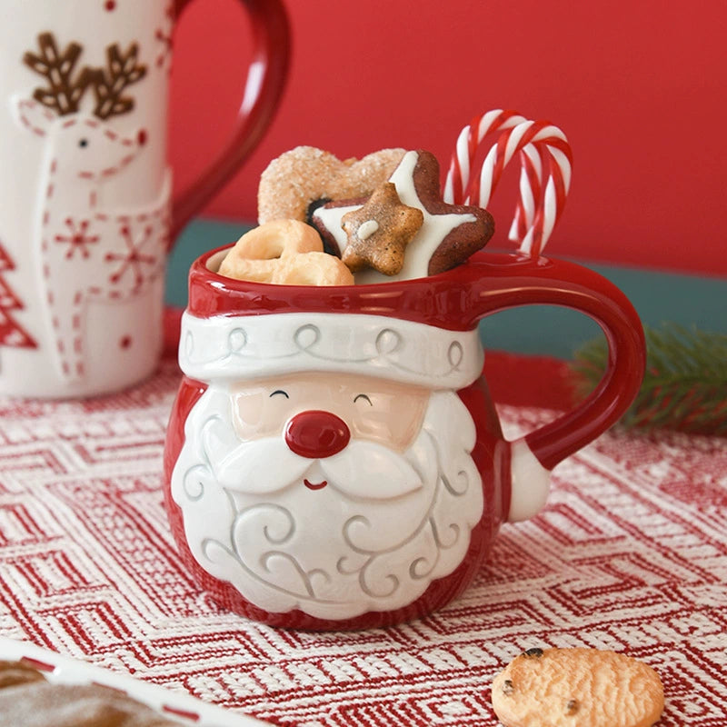 Large Relief Underglaze Santa Ceramic Mug