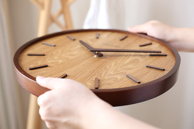 Minimalistic Quiet Wooden Wall Clock 12 Inch