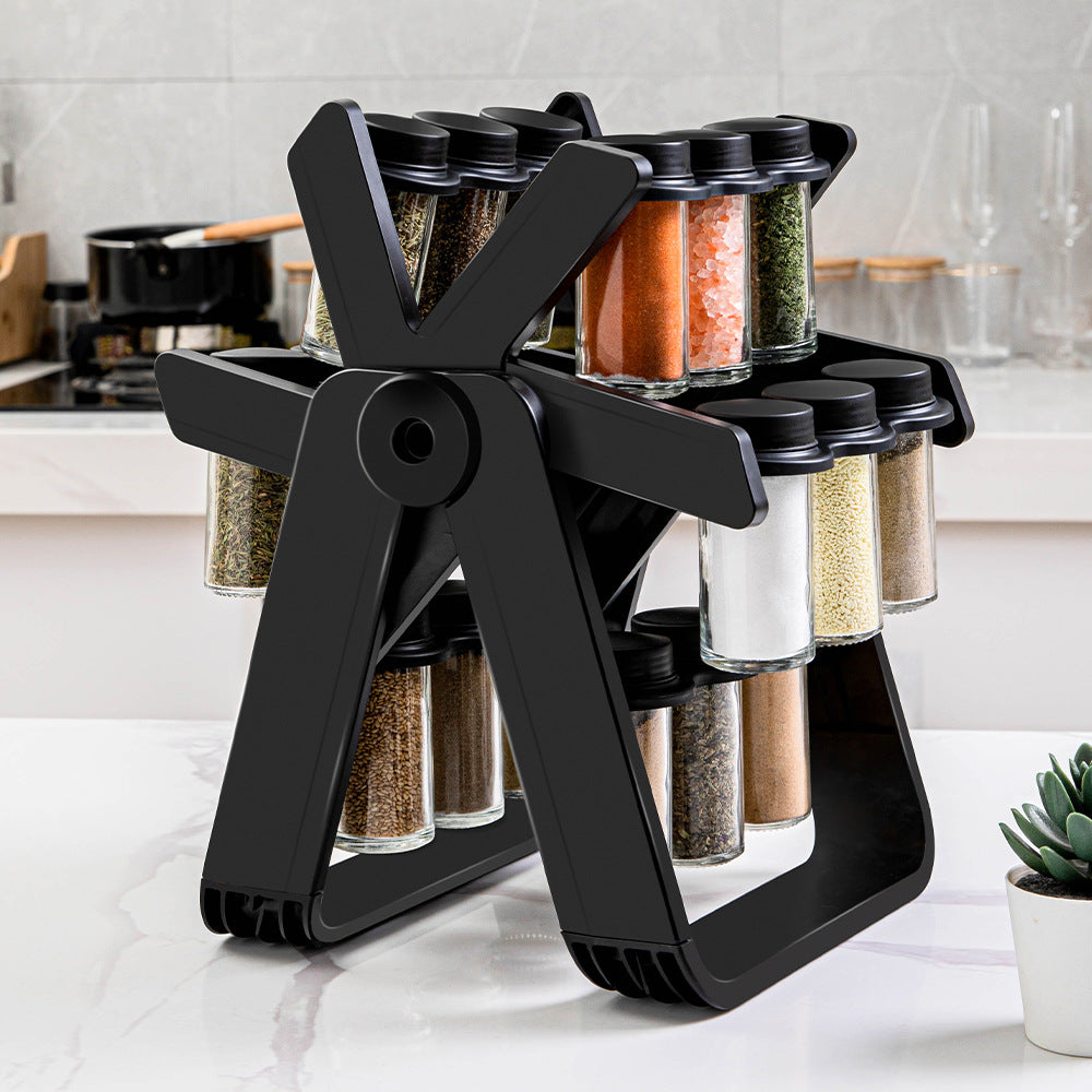 Rotating spice container provides order and makes cooking easier