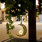 Solar Hanging Light Outdoor Waterproof Garden Projection Lamp, Iron Hollow Atmosphere Night Light