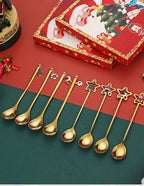 Stainless Steel Christmas Pendant Coffee Stirring Spoon Set
