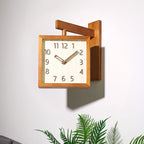 Wall-Corner-Two-Sided Wood-Analog-Clock