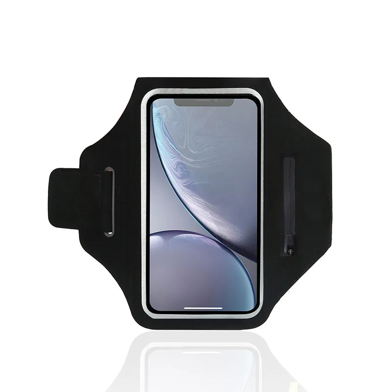 Adjustable Running Phone Holder with Earbud Compartment – Suitable for Arm Circumference of 26-42 cm, Compatible with iPhone and Galaxy