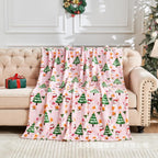 Flannel Christmas Blanket Soft Pink Christmas Blanket