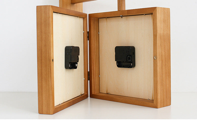 Wall-Corner-Two-Sided Wood-Analog-Clock