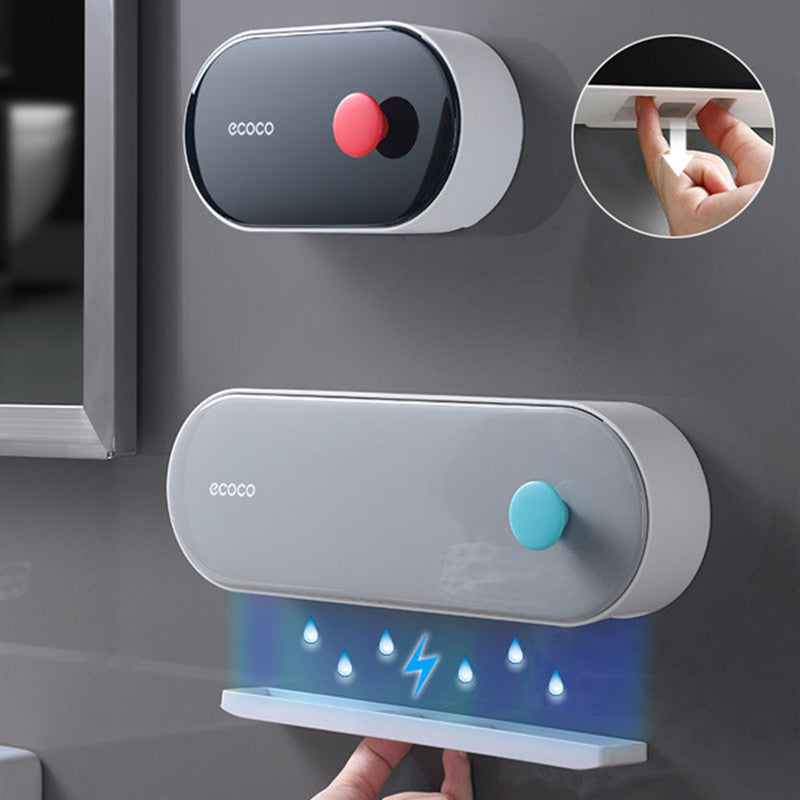 Hole-free Wall-Mounted Drainage Flip-Top Soap Box