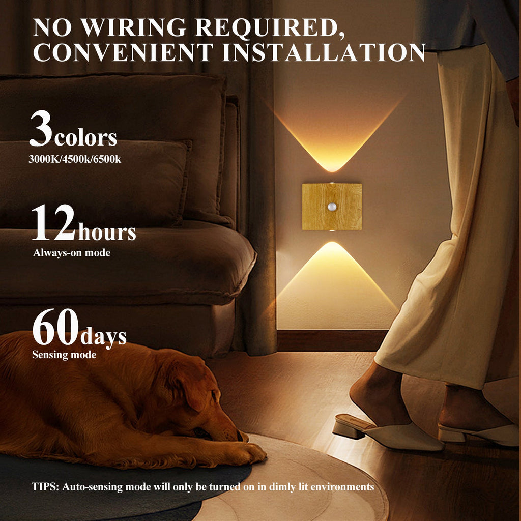 Rechargeable Wall Lamp Wireless Magnetic No-Drill Motion-Sensing Bedroom Bedside Stair Wall Lamp