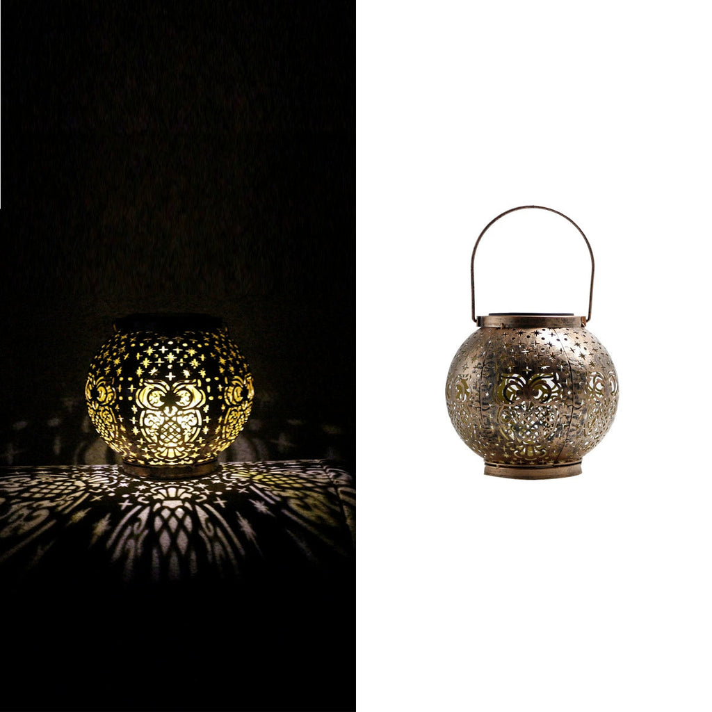 Solar Owl Hanging Light, Iron Lantern Outdoor Yard Decor