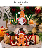 Wooden Gingerbread Gnome JOY Christmas Ornament