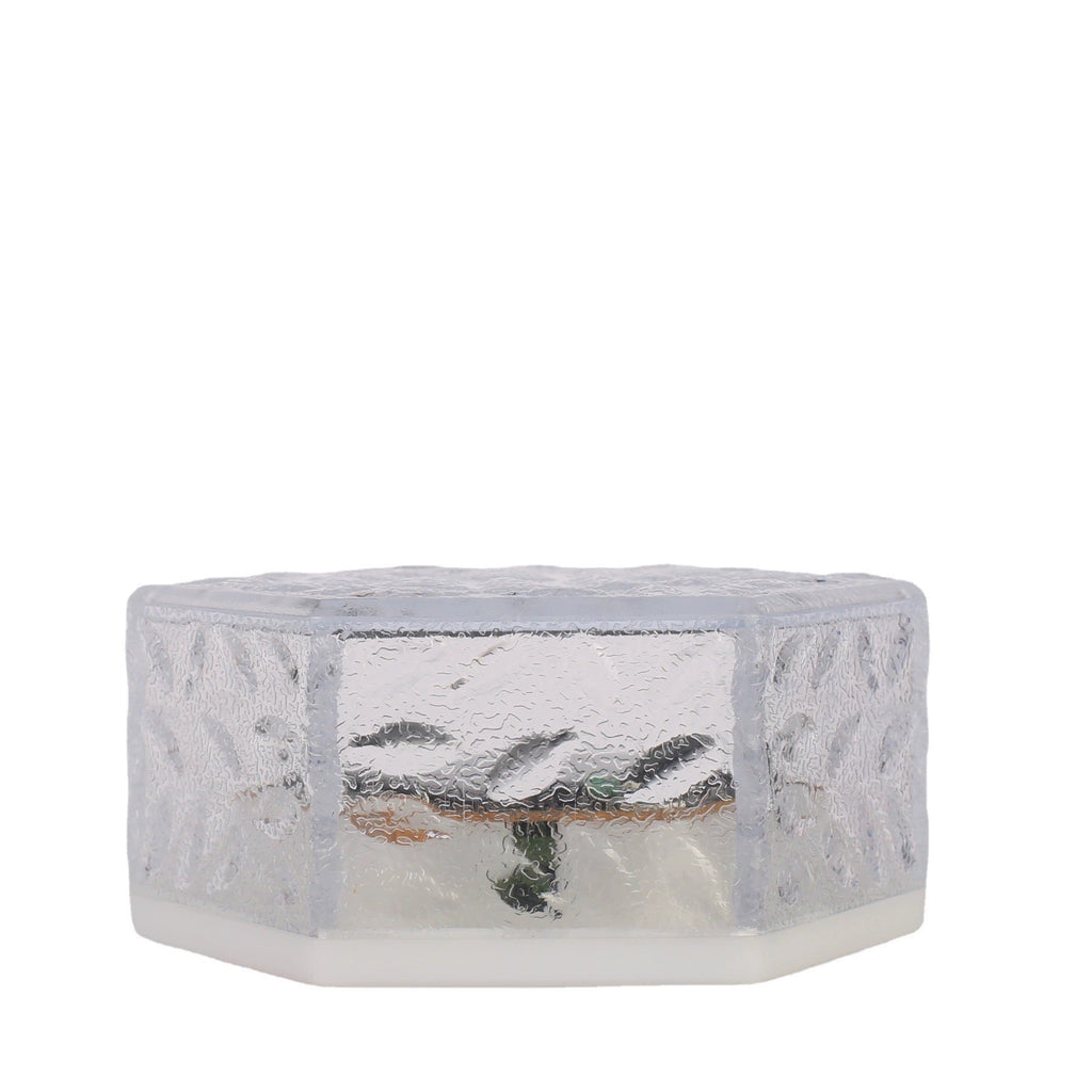 Solar Garden Light, Outdoor Hexagonal Ice Brick Ground Light, Glass-Effect Tile