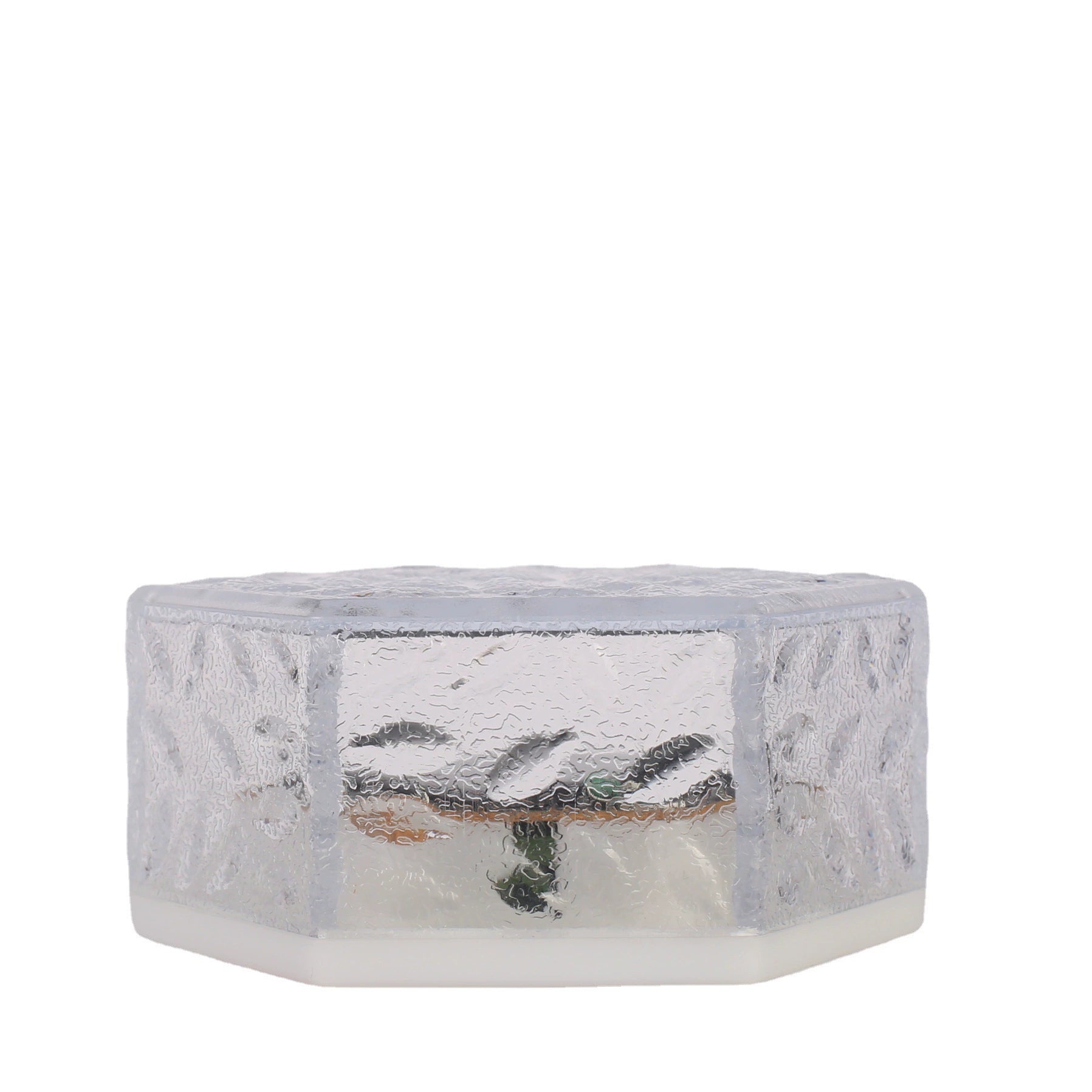 Solar Garden Light, Outdoor Hexagonal Ice Brick Ground Light, Glass-Effect Tile