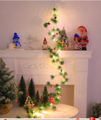 Christmas Lighted Red Berry Pine Cone Garland