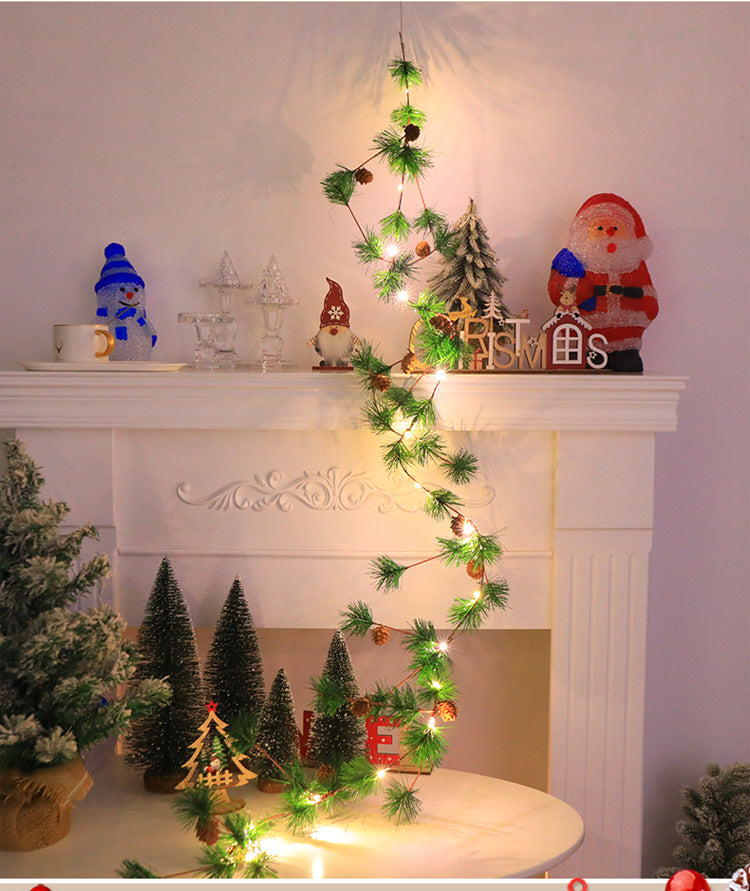 Christmas Lighted Red Berry Pine Cone Garland