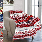 Christmas Holiday Reindeer Snow Flannel Blanket Warm