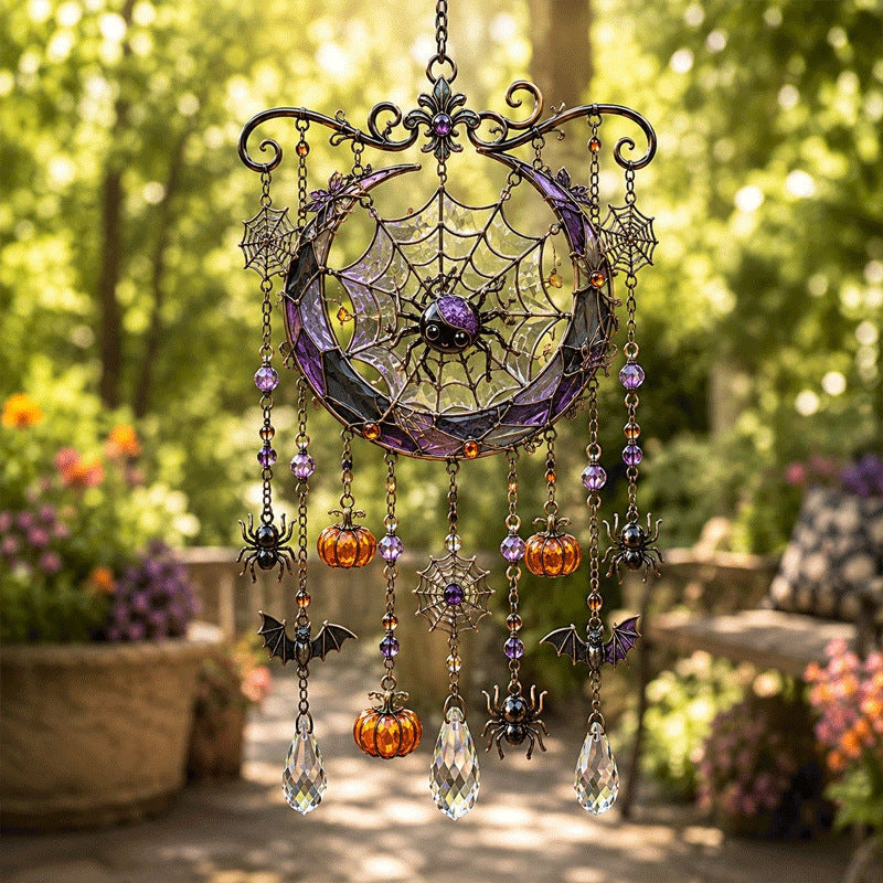 Halloween Crystal Wind Chime – Colorful Acrylic Hanging Garden Decoration