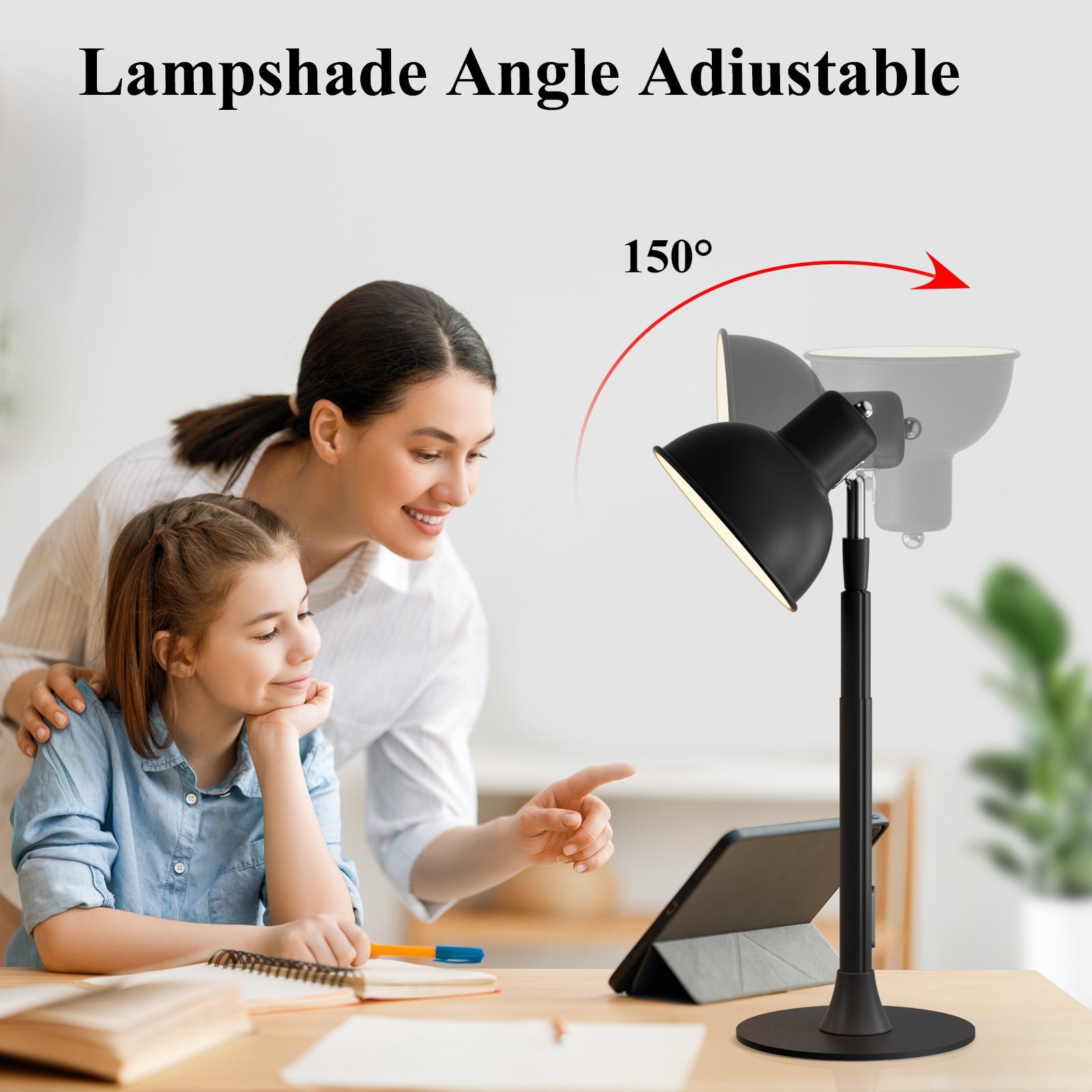LED Dorm Desk Lamp for Students Reading Study USB Plug-in Extendable Desk Lamp