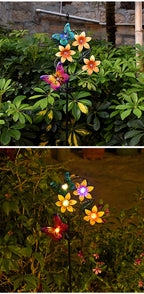 New Solar Iron Flower Butterfly Fire Lawn Light, Outdoor Garden LED Deco