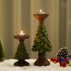 Green Cedar Christmas Tree Candle Holder Ornament