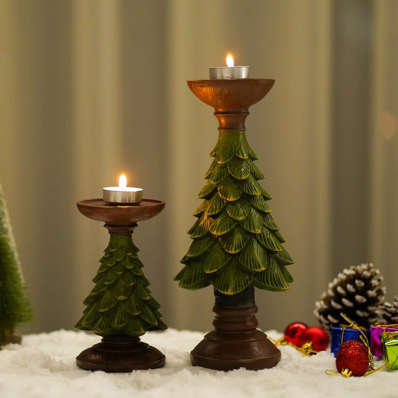 Green Cedar Christmas Tree Candle Holder Ornament