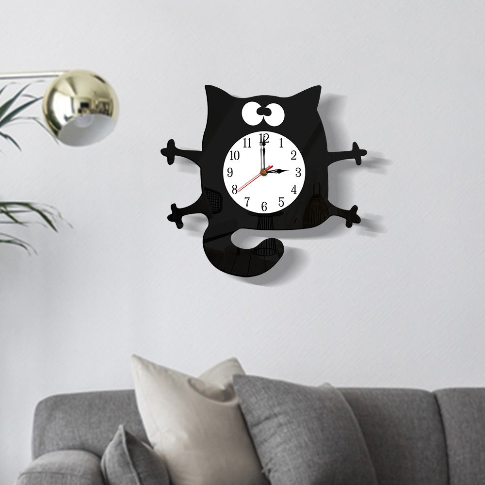 Silent Cat Wall Decoration Clock for Children's Room