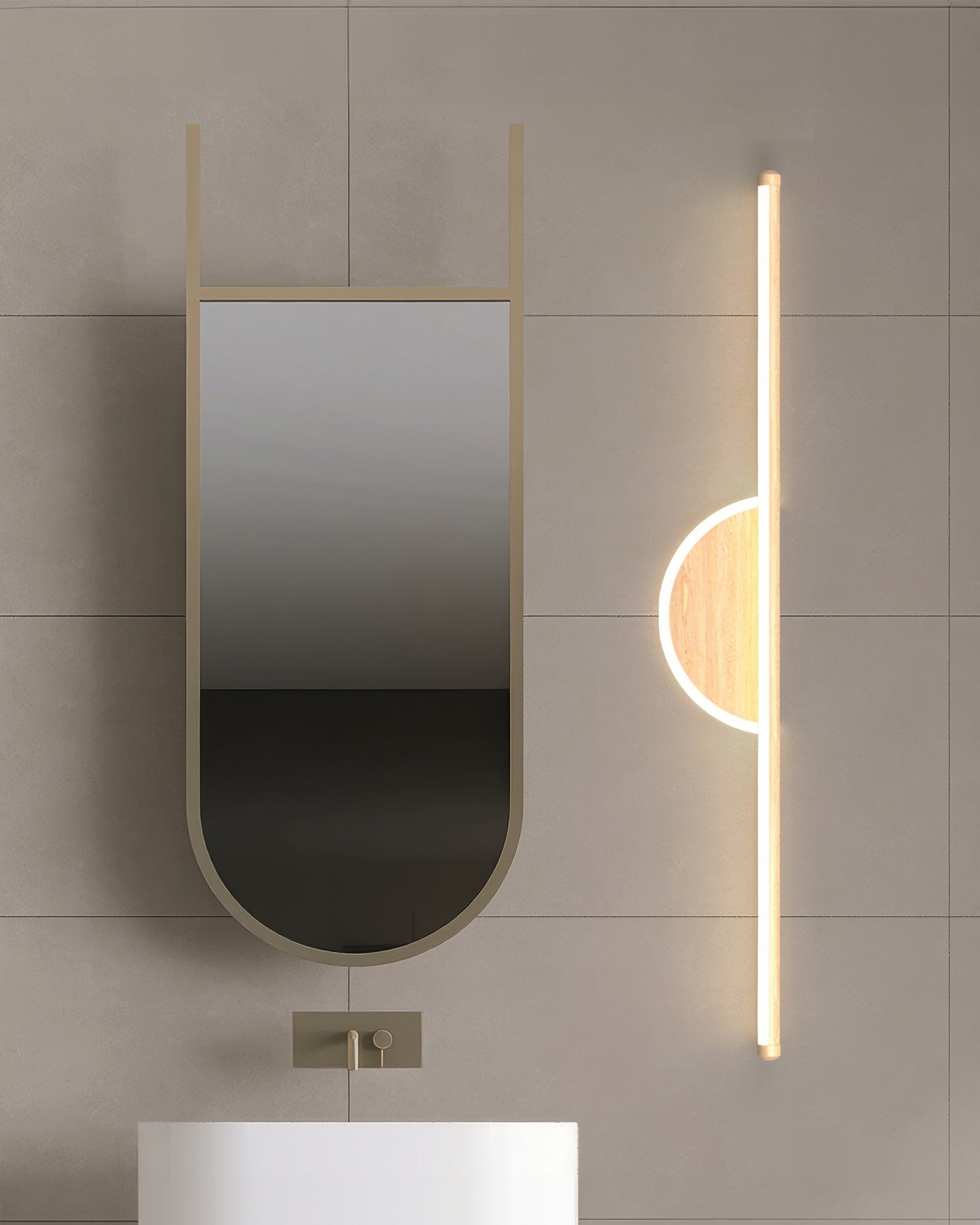 Modern Wall Lamp made of Wooden Arch