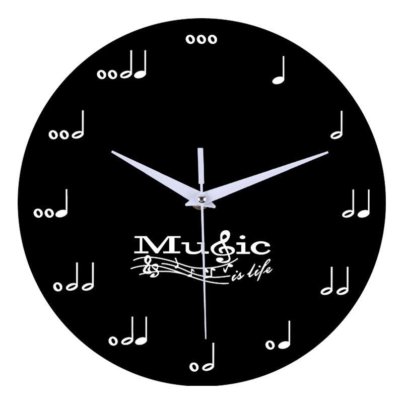 Music notes wall decoration quiet round clock